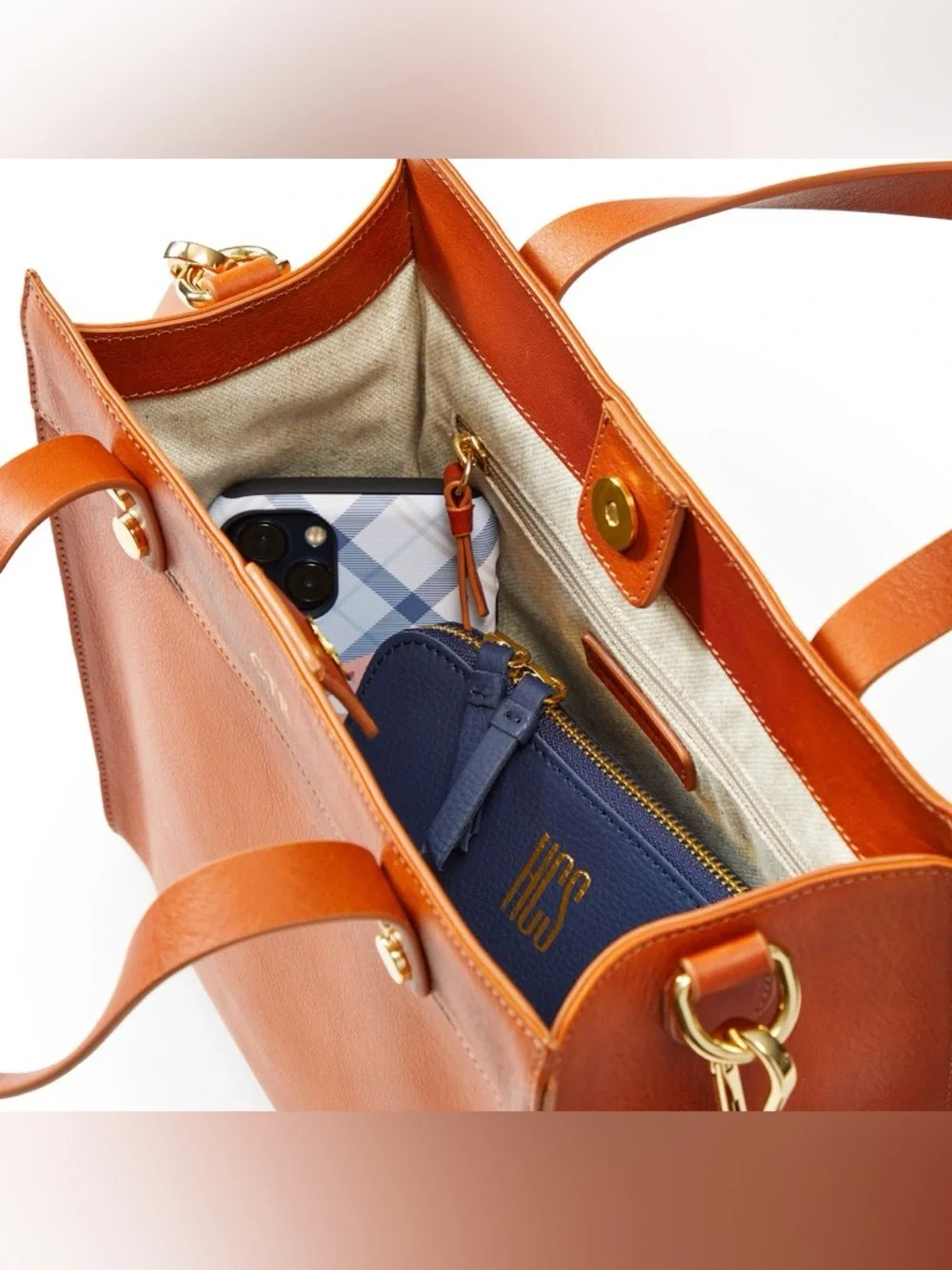 Mark & Graham Camel Essential Leather Work Tote Bag Large